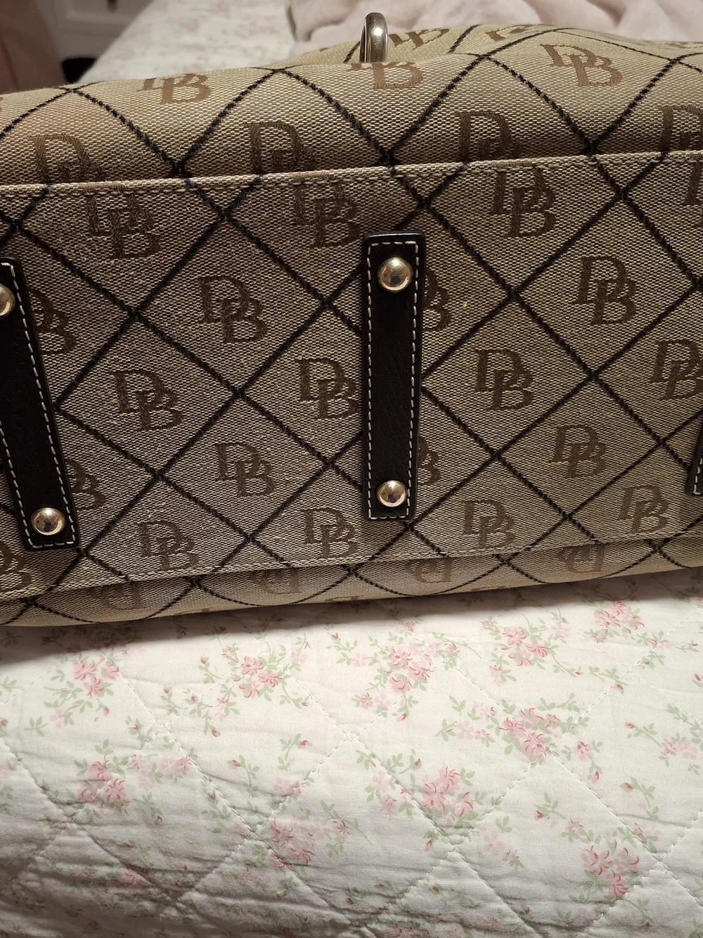 Dooney&Bourke Brown & Beige Monogram Satchel